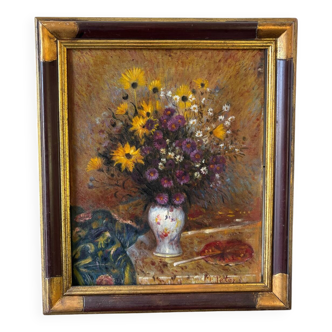 Bouquet de fleurs signé