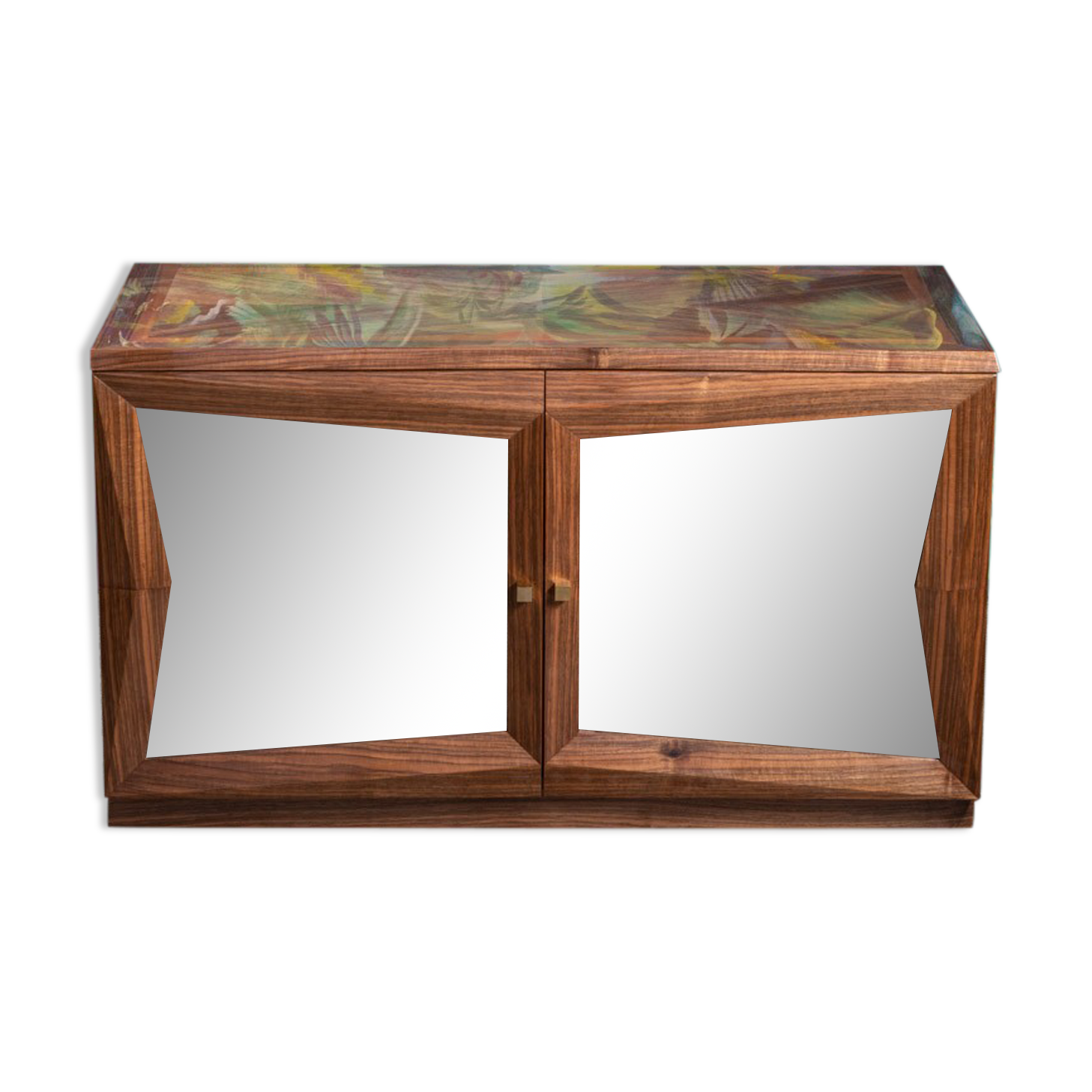 Cubist cabinet with glass door Walnut