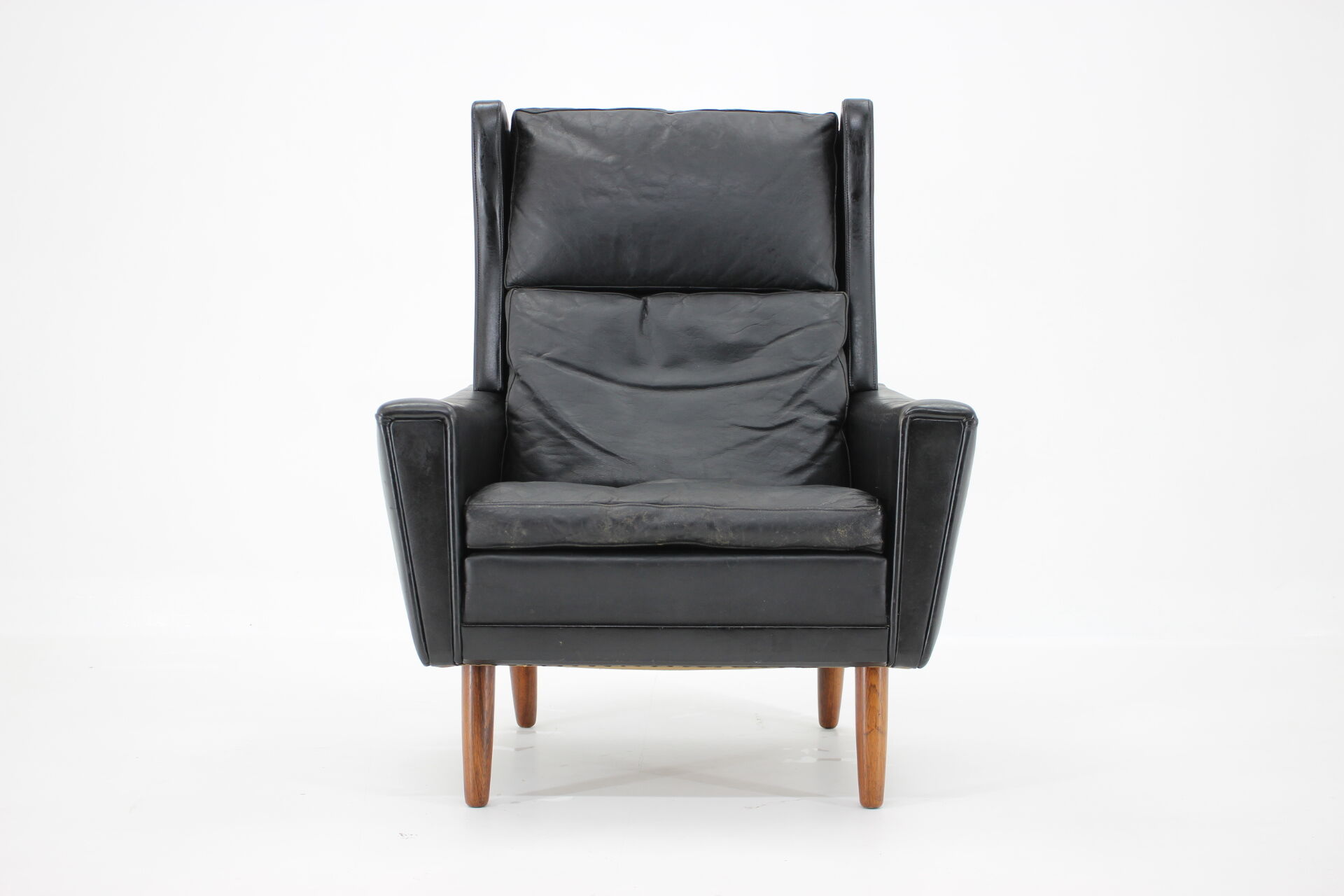 1970s leather wingback lounge chair, denmark