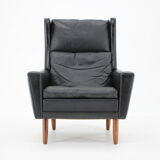 1970s leather wingback lounge chair, denmark