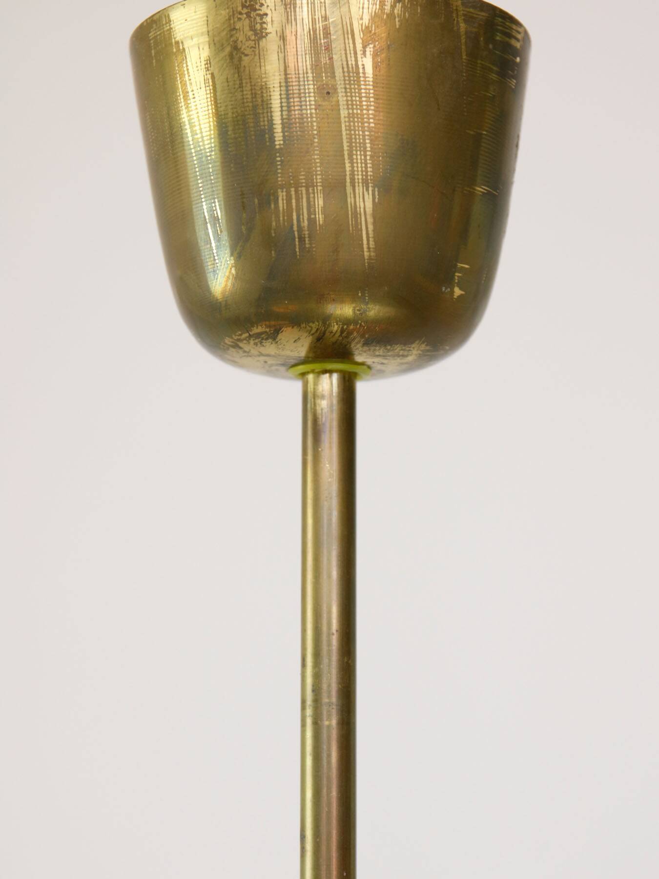 Mid-Century Modern Italian Brass and Opaline Chandelier, 1960