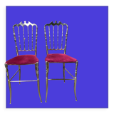 Pair of Italian chiavari chairs in solid brass