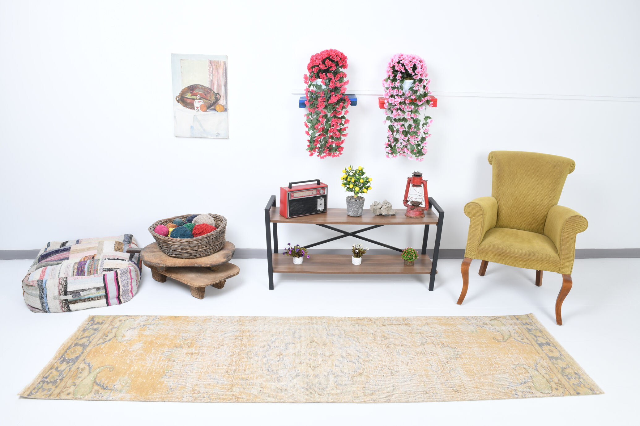 Antique oushak runner rug