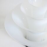 "Petal" lamp in opalescent white and bluish glass. 21st century.