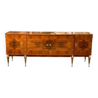 Enfilade art déco en ronce de noyer brillant 1940 240cm