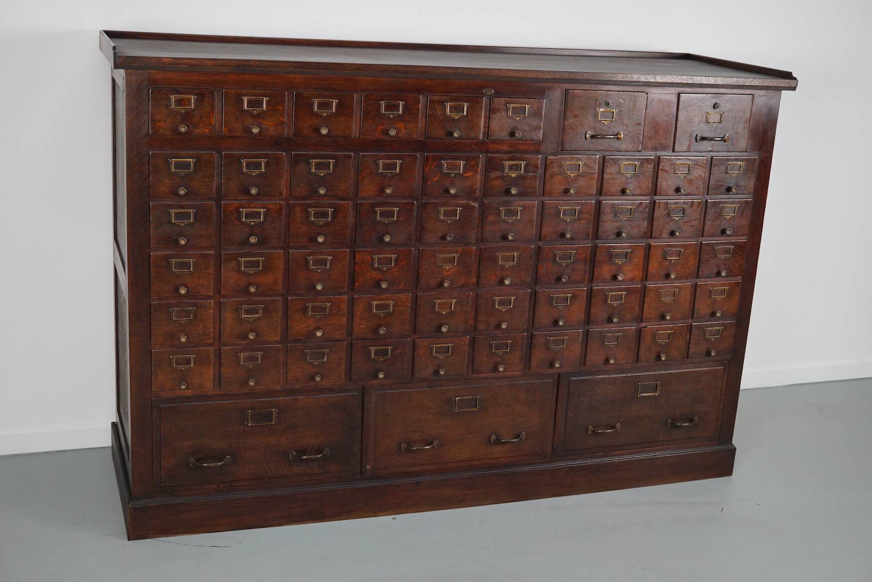 Large French oak notary apothecary cabinet / filing cabinet, 1920/30s