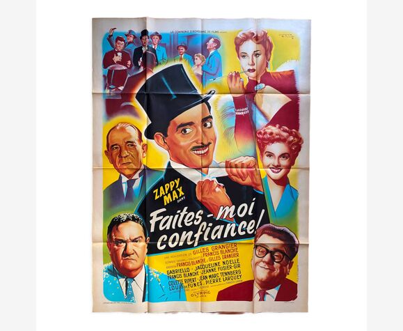 Affiche cinéma originale "Faites-moi confiance" Zappy Max 120x160cm 1954