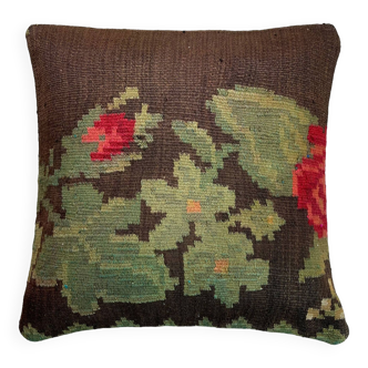 Housse de coussin kilim turc vintage, 40 x 40 cm