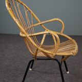 Rattan armchair with armrests Dutch Design 1960