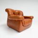Cognac colored leather Pellerossi lounge chair, 1960s