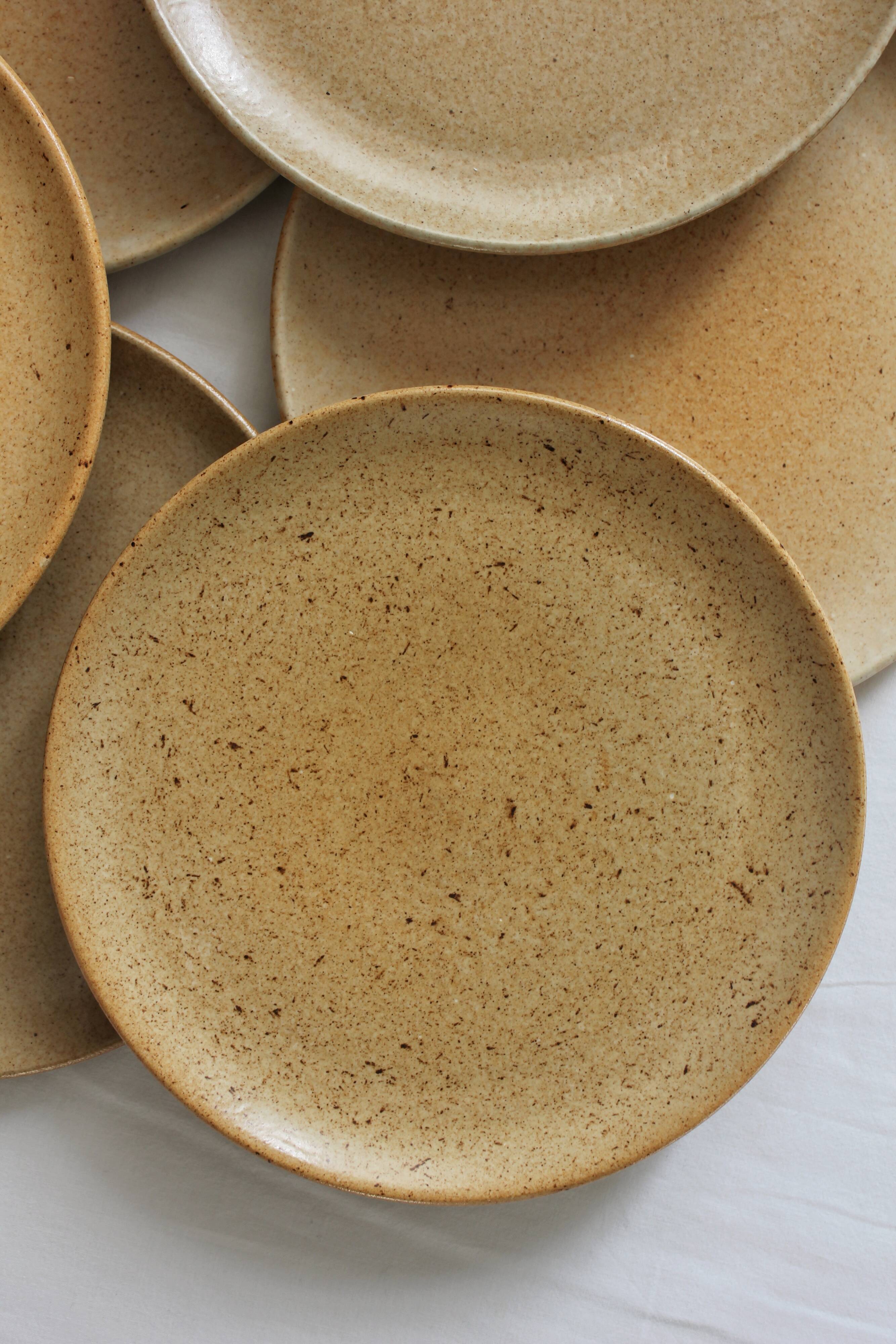 9 vintage stoneware dessert plates