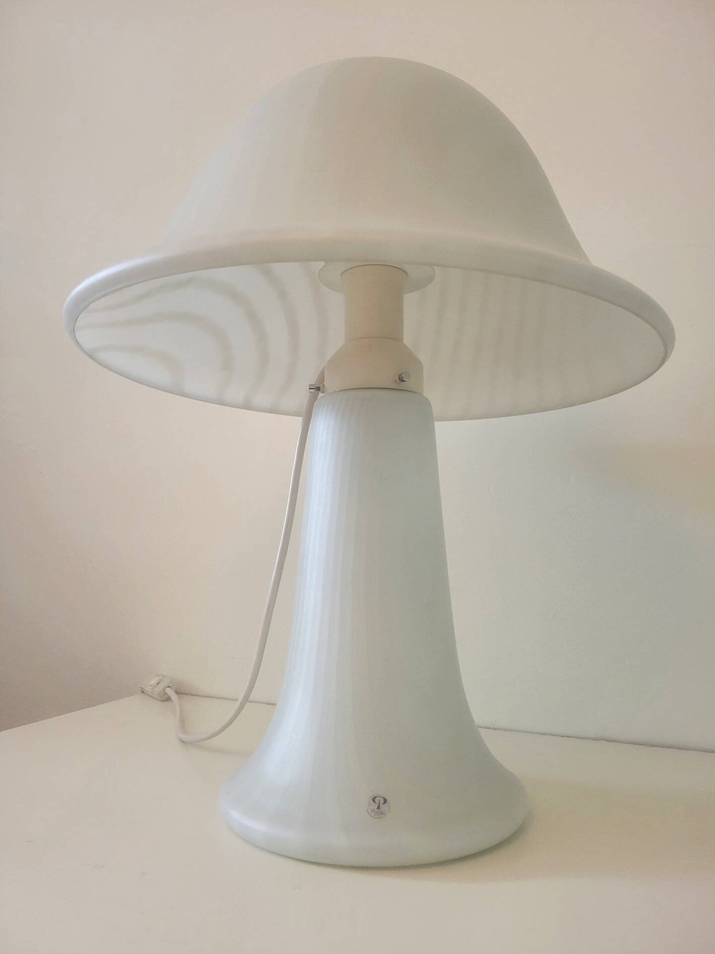 Large mushroom lamp by Peill & Putzler in zebra glass