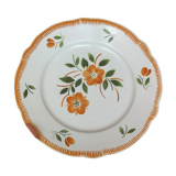 Set de 6 assiettes plates anciennes Badonviller  fleurs Oranges et vertes