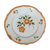 6 Badonviller Old Plate Plates - Orange and Green Flowers