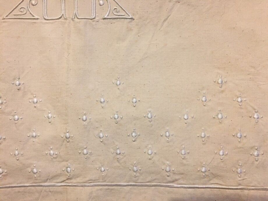 early 20th century sheet 2 m 80 x 3 m 50 with monogram and embroidery