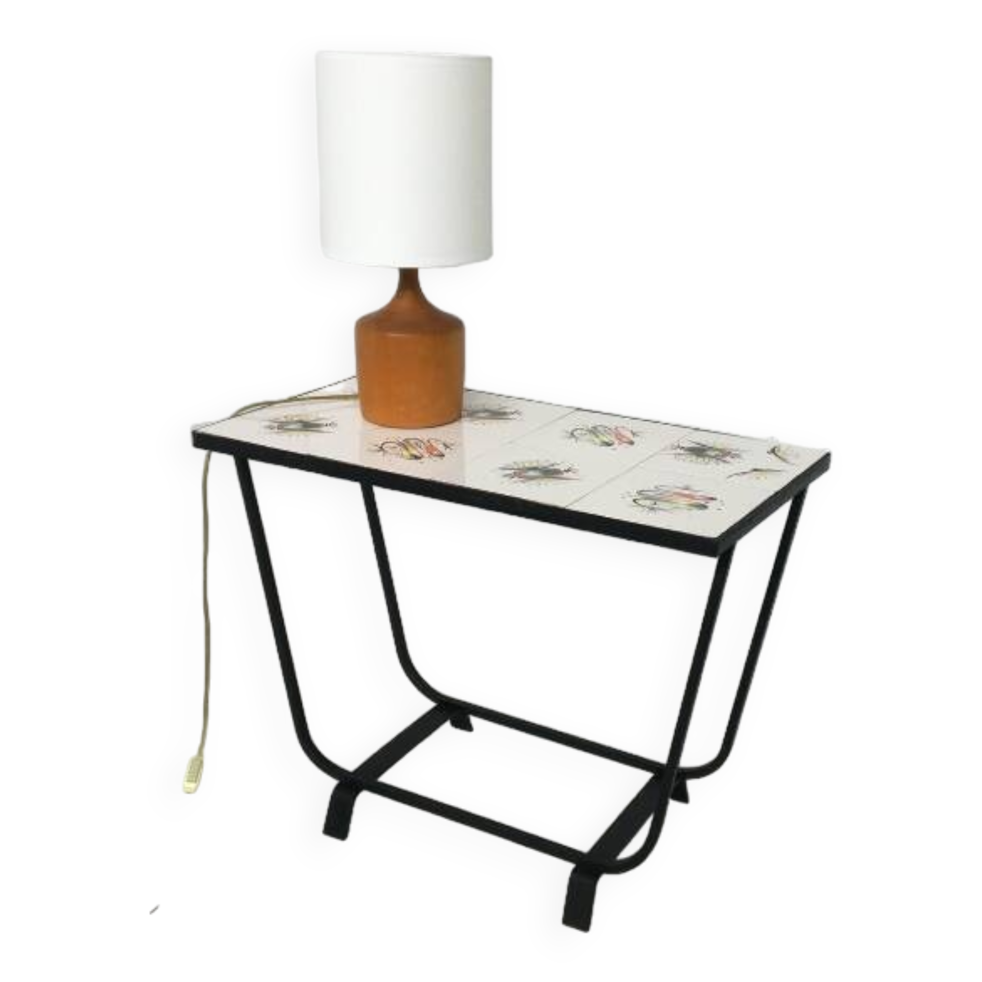 Ceramic and wrought iron side table