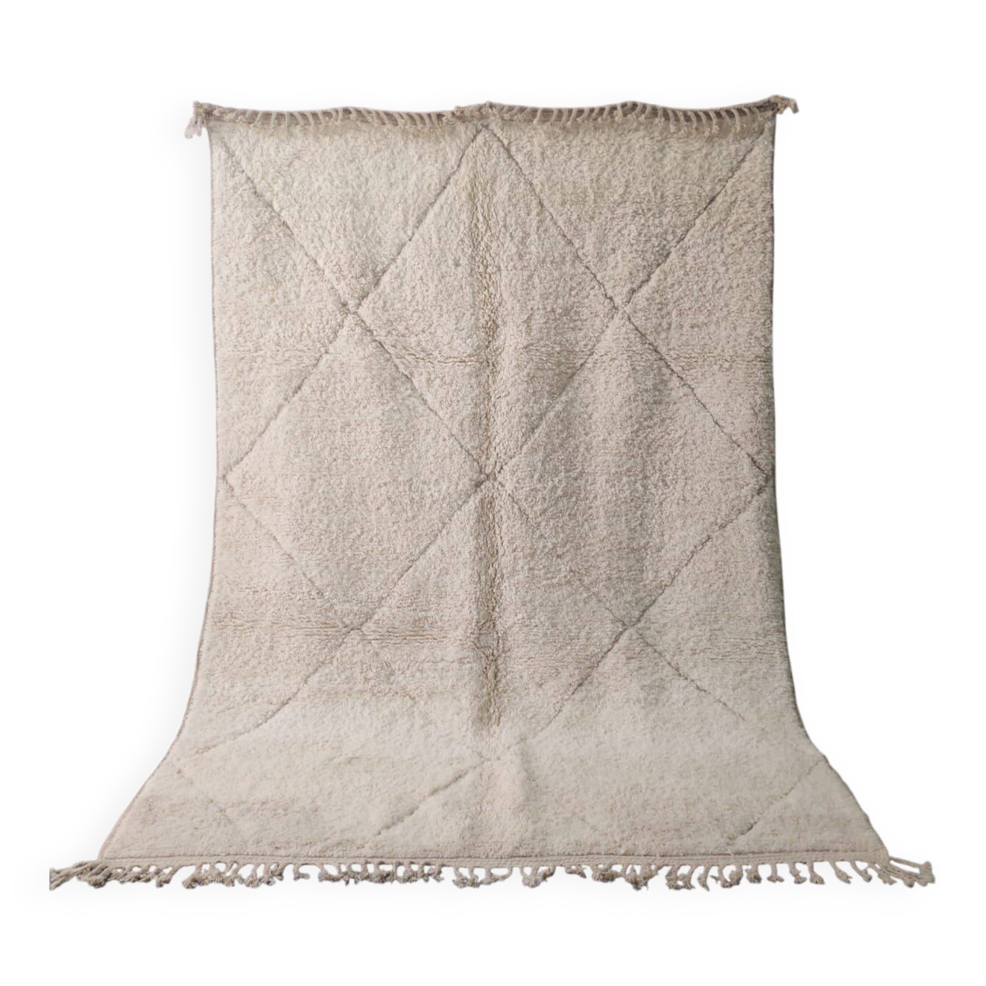 Beni Ouarain Rug, Ecru, Classic Diamond Pattern - Handmade 300x200cm
