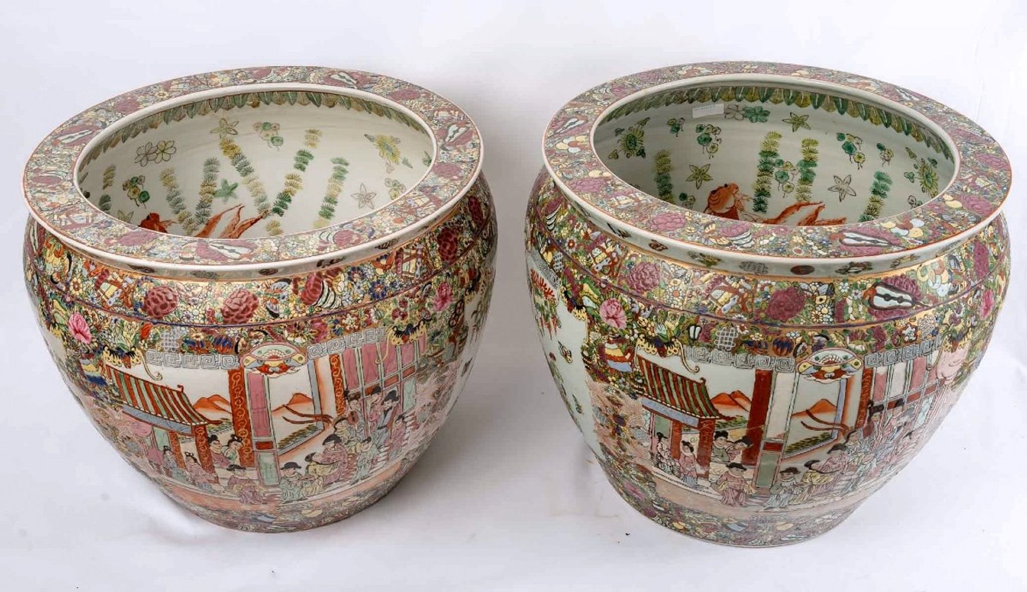 Pair fish aquarium - chinese porcelain - cloisonné enamel - canton - epoch: xxth century