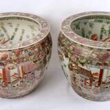 Pair fish aquarium - chinese porcelain - cloisonné enamel - canton - epoch: xxth century