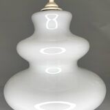 Large wavy white opaline pendant lamp