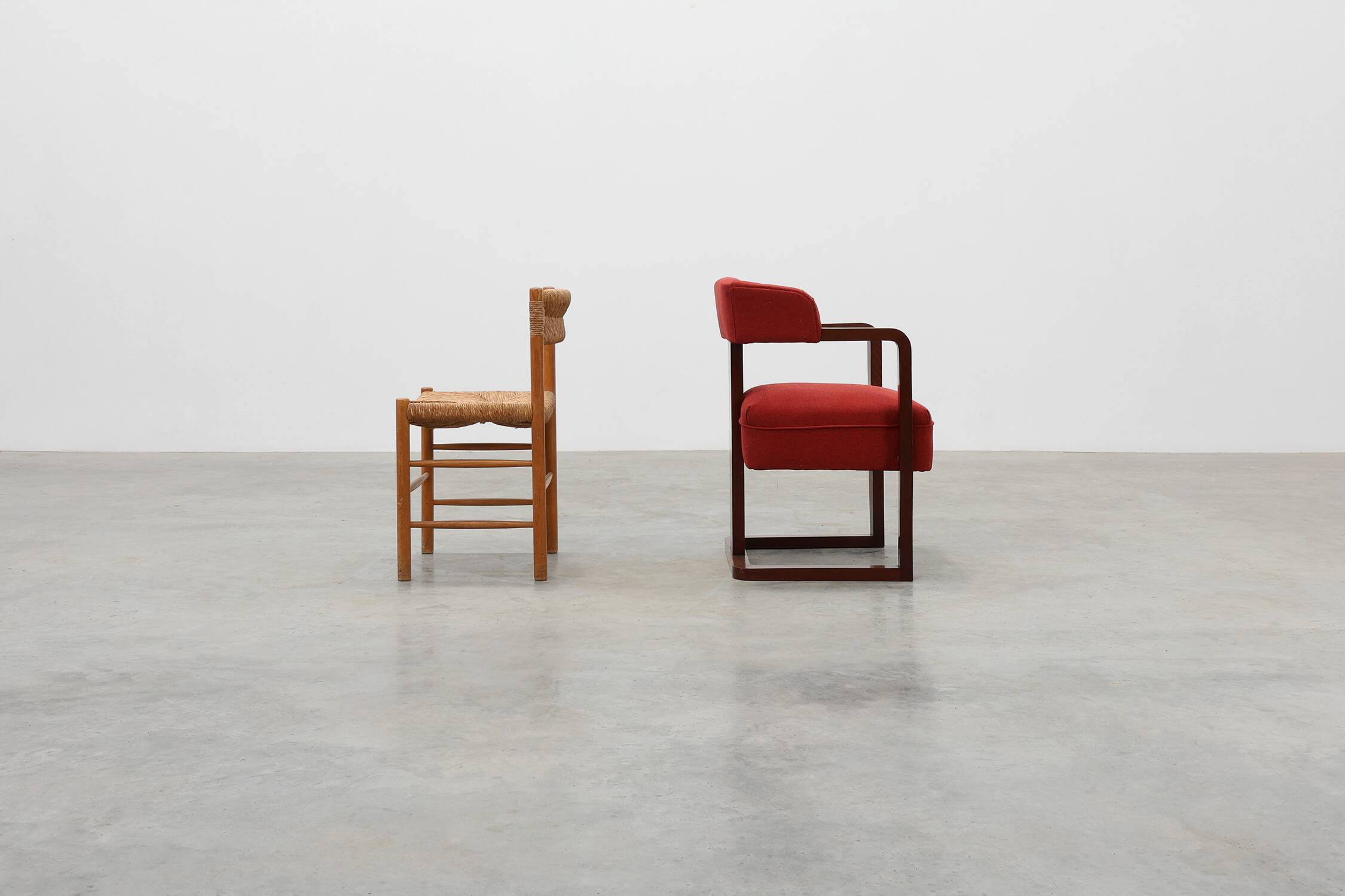 Art Deco red Reupholstered Chair, Belgium ca. 1920