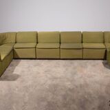 Durlet 9-piece modular sofa in luxe green de ploeg fabric 1970