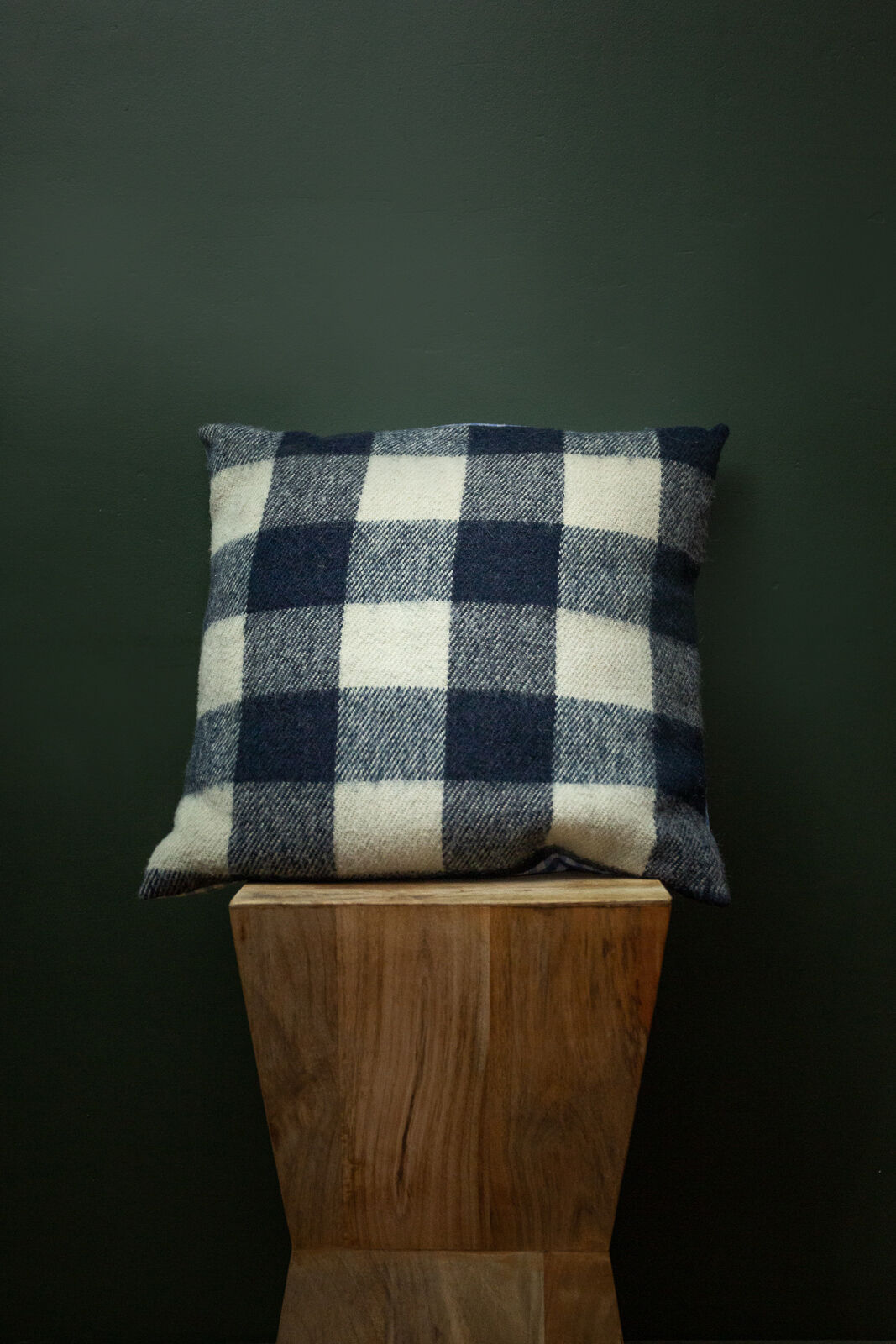 Wool checkered upcycled cushion cover