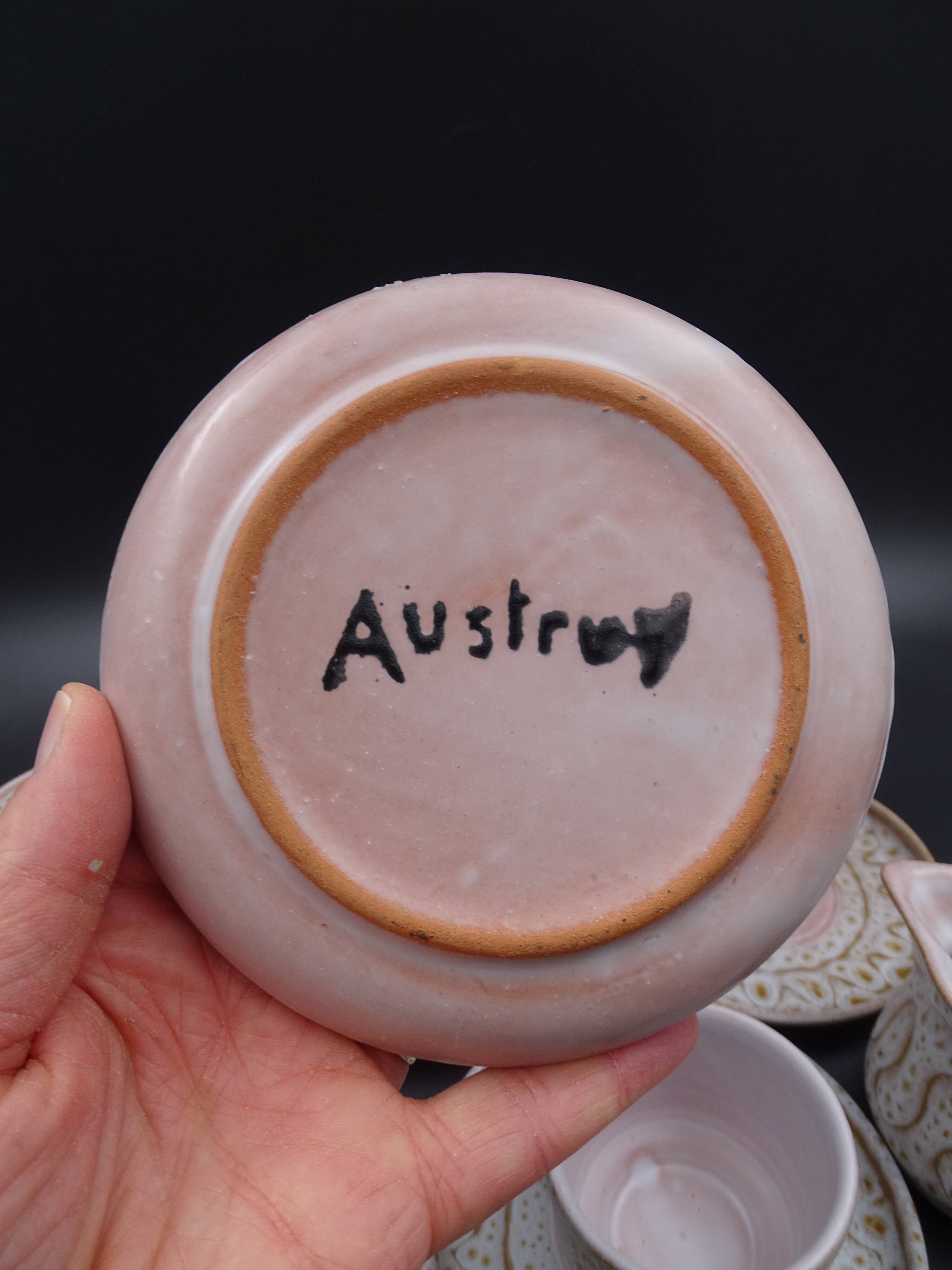 Earthenware coffee service signed Jean Austruy Vallauris around 1970 - Cups - saucers - milk pot