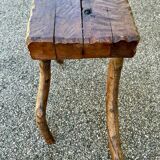 Solid wood stool in brutalist style