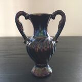 Iridescent black baroque vase