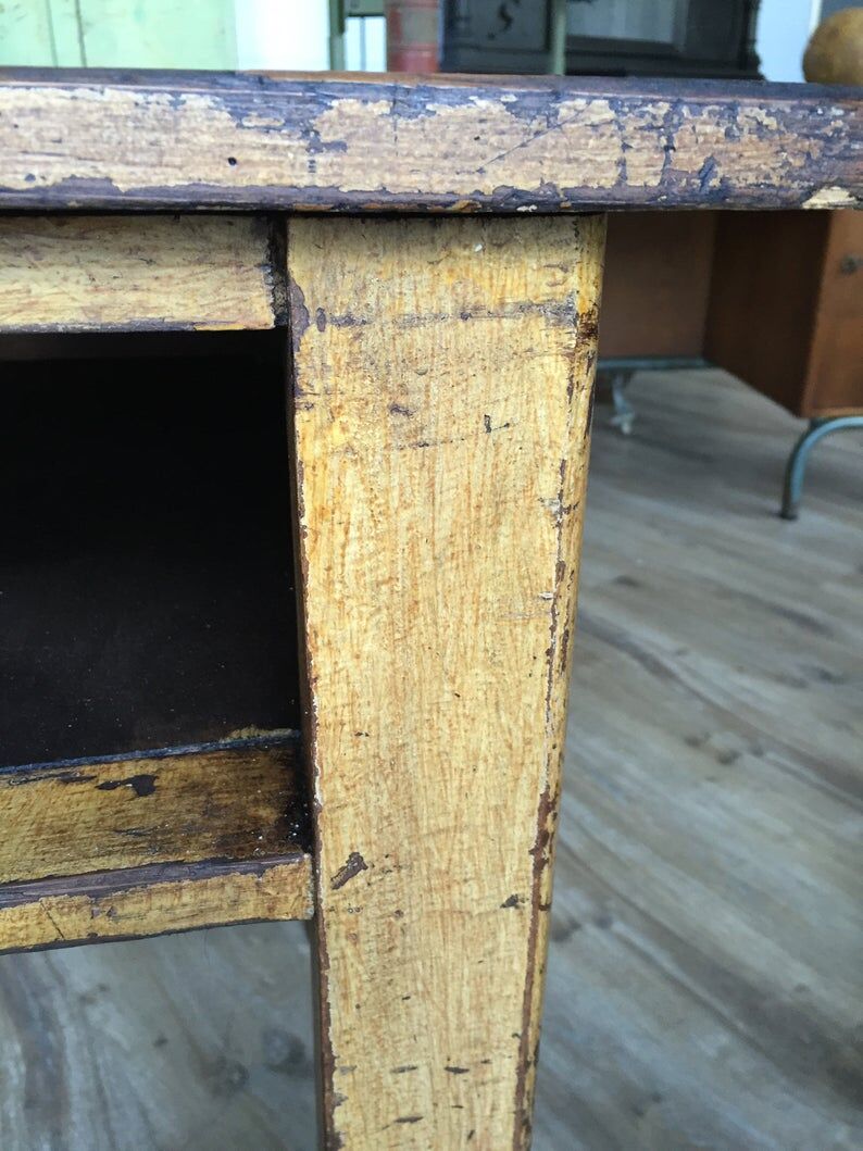 Pupitre d'écolier vintage en bois 1930s