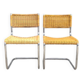 Pair of cantilever and rattan chairs from the 70s