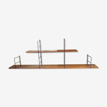 String shelves black metal and wood structure