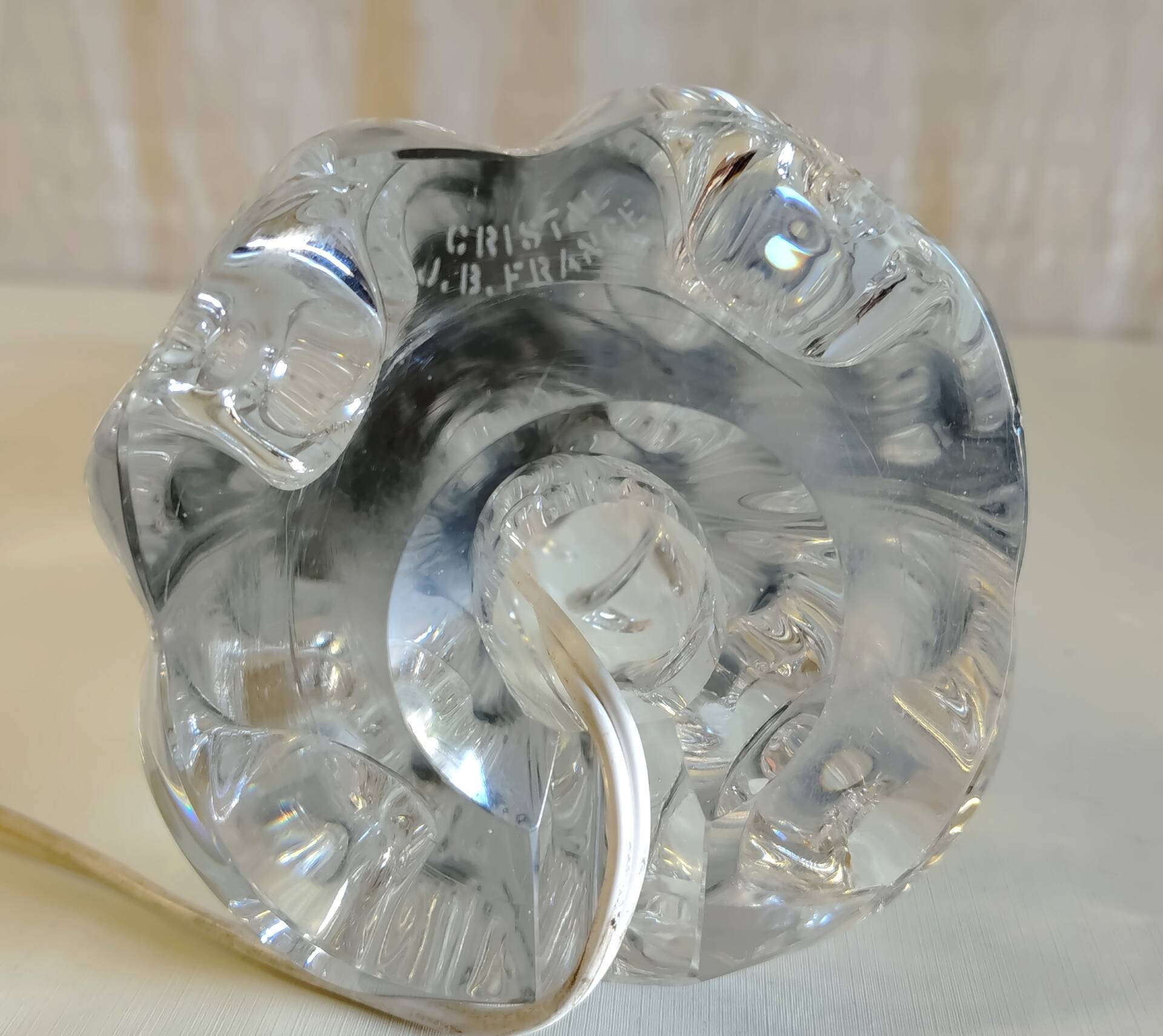 Table lamp base in crystal J.B. France - mid 20th century