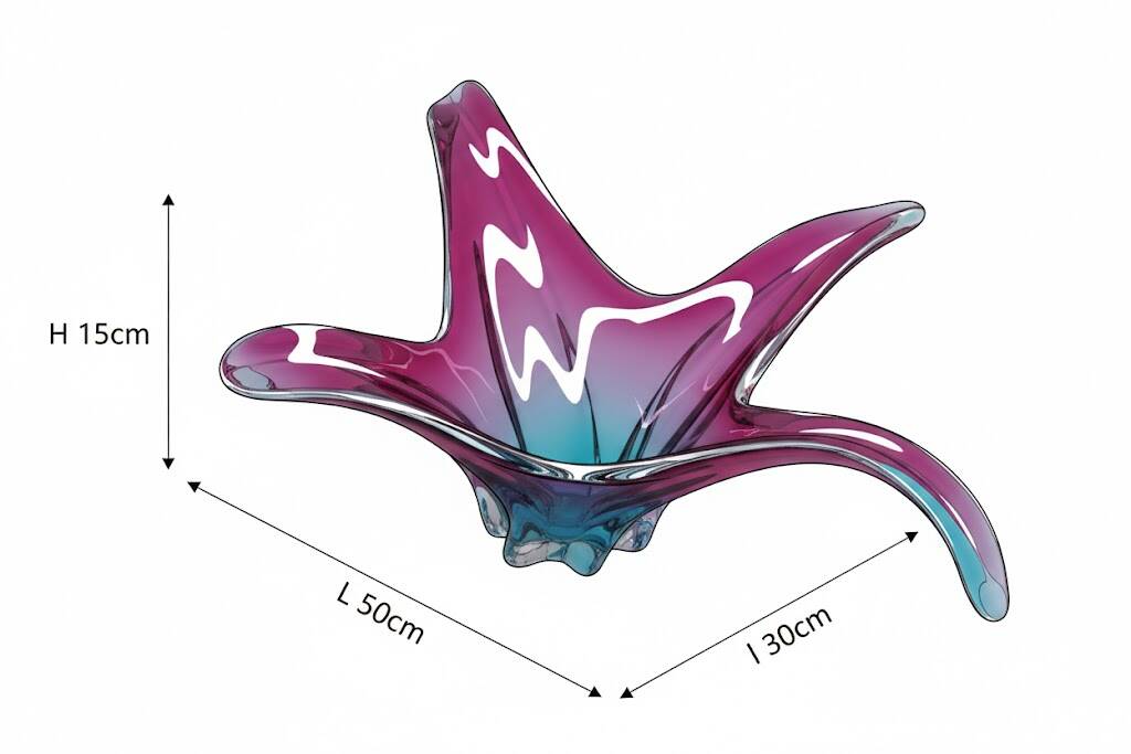 Murano XXL Coupe 50cm - Sommerso Amethyst & Turquoise - Vintage Design