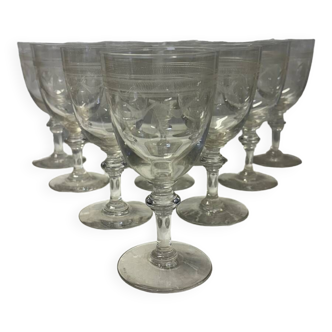 Set of 10 old wine glasses