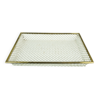 Vintage tray, perforated metal and brass, attr. to mathieu matégot 50s