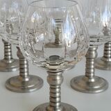 Series of eight crystal wine glasses with tin foot 95° 350 ml