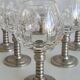 Series of eight crystal wine glasses with tin foot 95° 350 ml