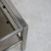 Double coffee table trays smoked glass steel. France, circa 1970
