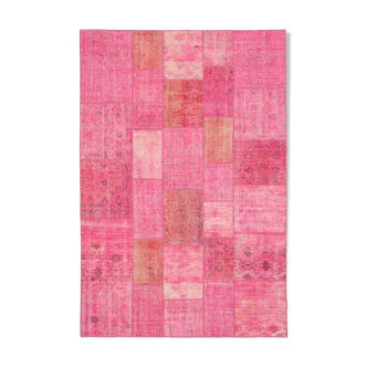 Tapis oriental vintage tissé à la main 203 cm x 300 cm pink patchwork