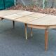 Renovated round Art Deco dining table in solid oak, 1950, 230cm extendable.