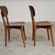 Pair of vintage French chairs in light brown skai