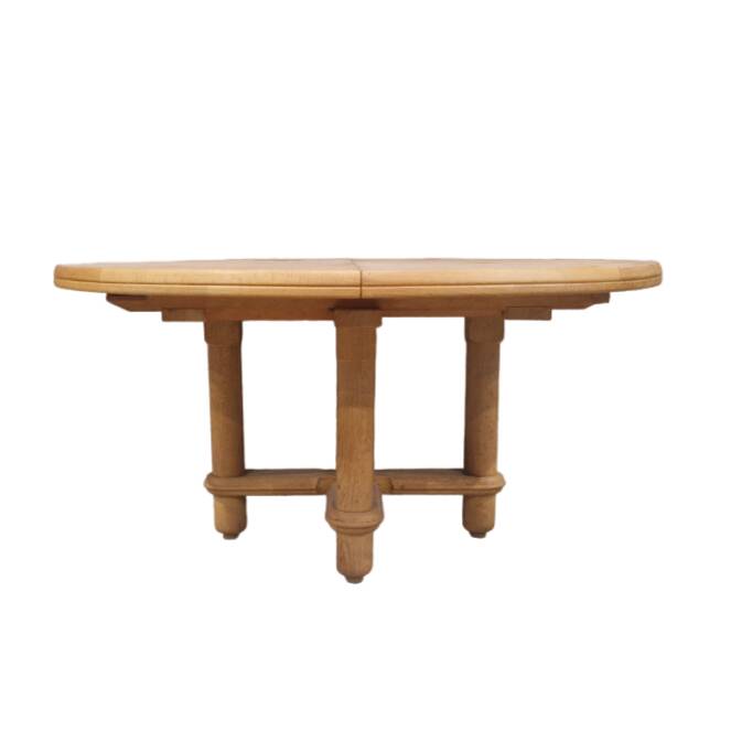 Large vintage Victorine table in light oak, Guillerme et Chambron