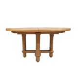 Large vintage Victorine table in light oak, Guillerme et Chambron