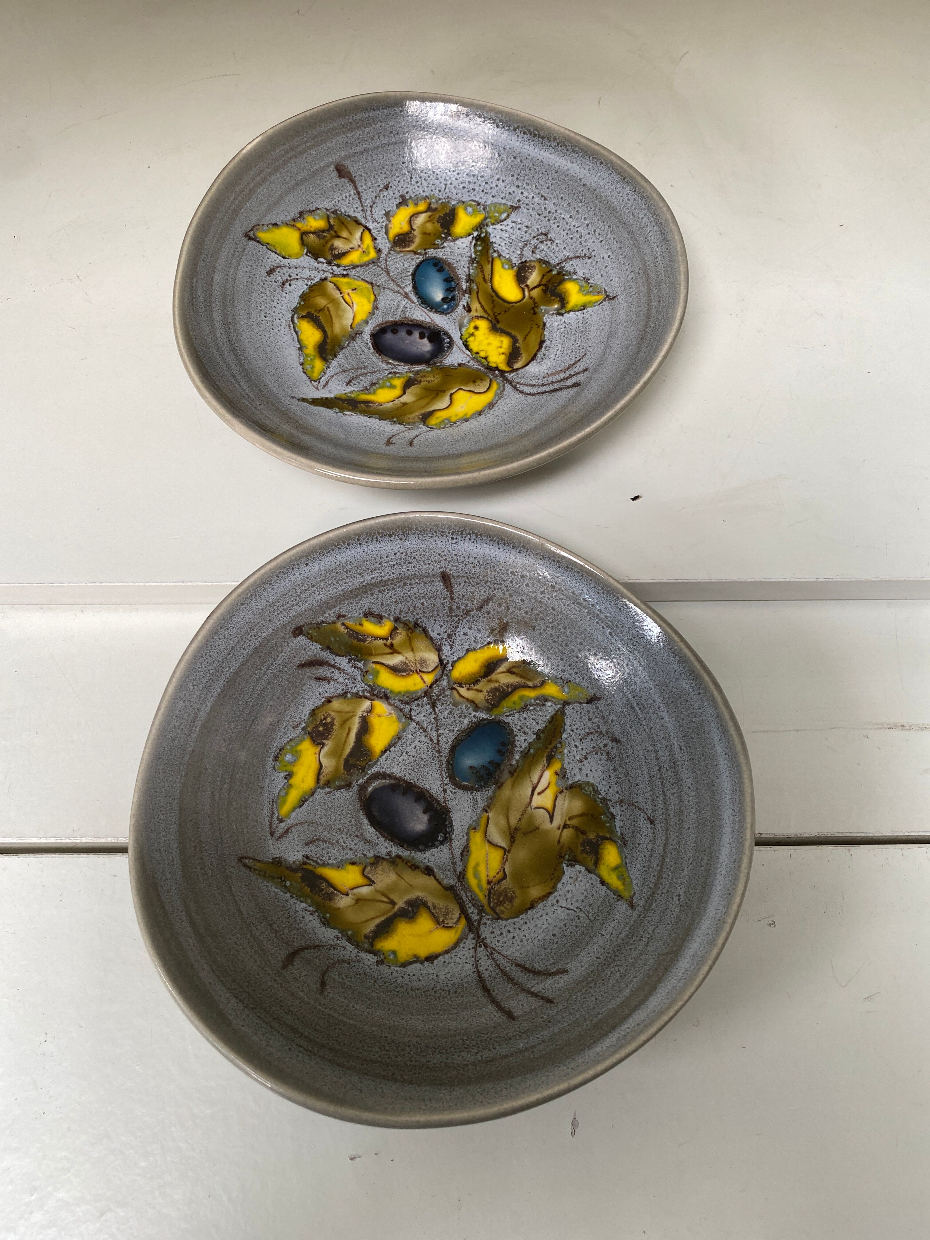 Lot of 2 small aperitif dishes blue grey sandstone Pornic