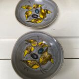 Lot of 2 small aperitif dishes blue grey sandstone Pornic
