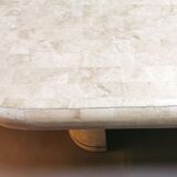 Coffee table in mosaic travertine and brass 70