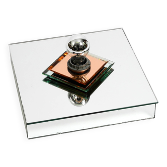 Stunning  large 1980s Italian mirror ceiling lamp in Postmodern design