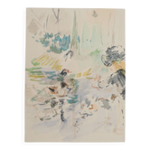 Berthe Morisot: Little girl feeding ducks, signed lithograph